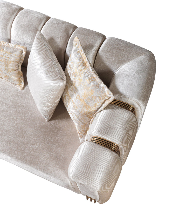 Santana Ivory Velvet Sofa & Loveseat - SANTANAIVORY-SL