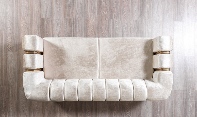 Santana Ivory Velvet Sofa & Loveseat - SANTANAIVORY-SL