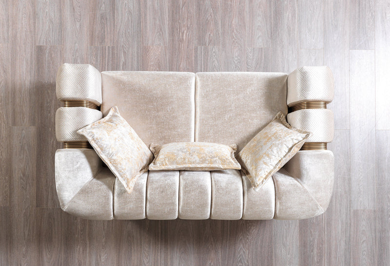 Santana Ivory Velvet Sofa & Loveseat - SANTANAIVORY-SL