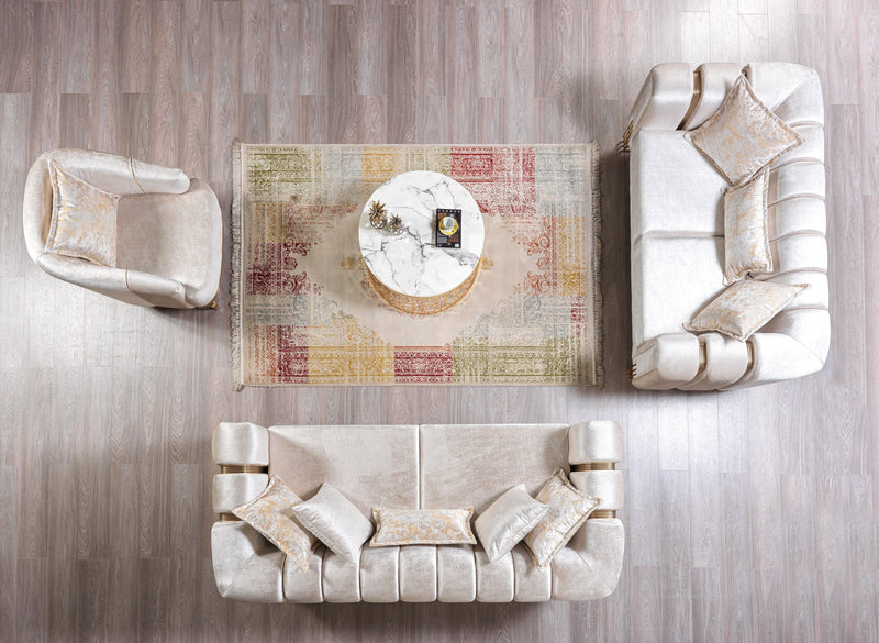 Santana Ivory Velvet Sofa & Loveseat - SANTANAIVORY-SL