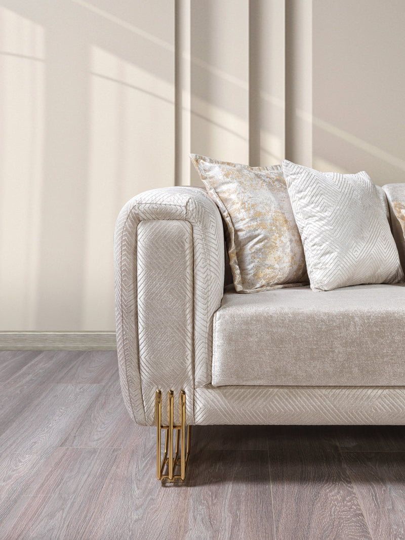 Santana Ivory Velvet Sofa & Loveseat - SANTANAIVORY-SL