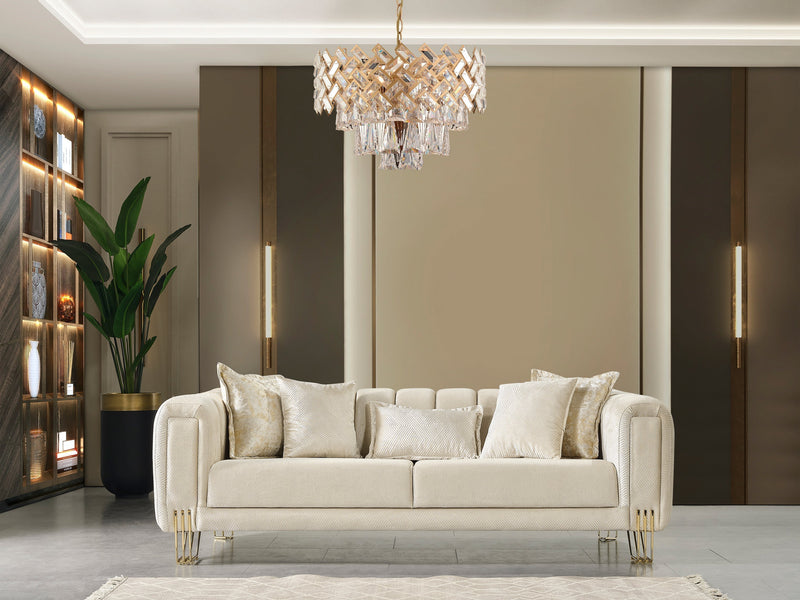 Santana Ivory Velvet Sofa - SANTANAIVORY-S