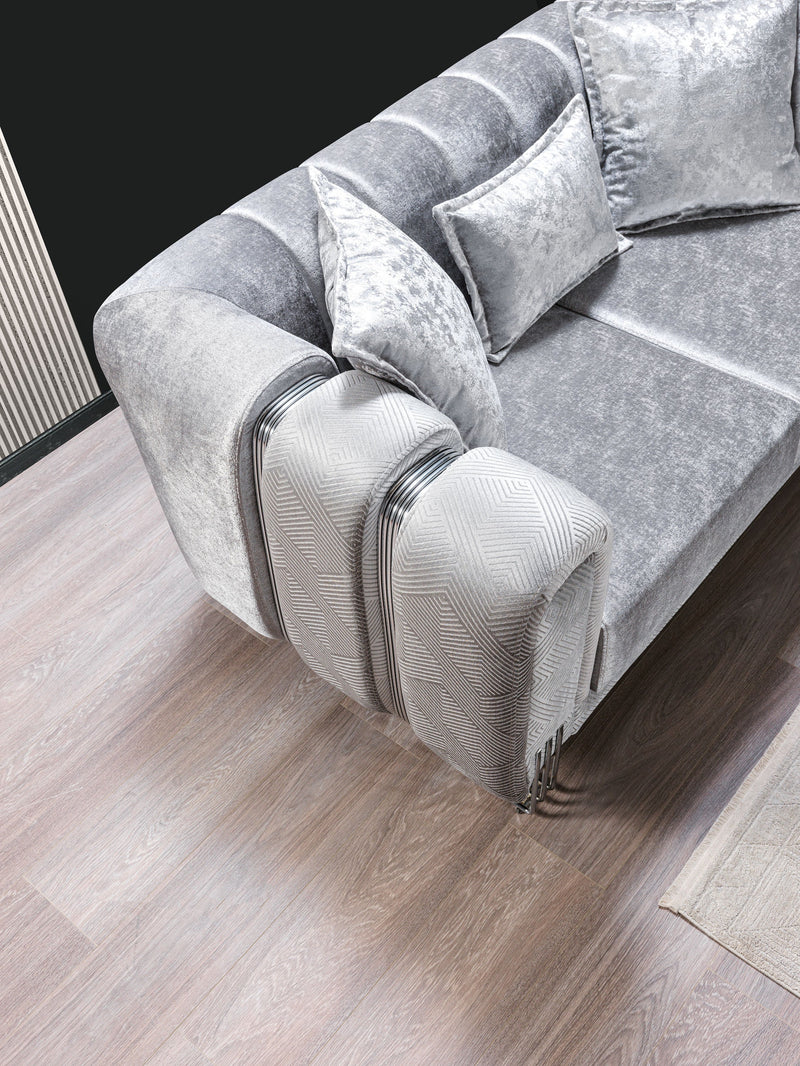 Santana Silver Velvet Loveseat - SANTANASILVER-L