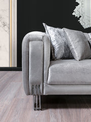 Santana Silver Velvet Loveseat - SANTANASILVER-L