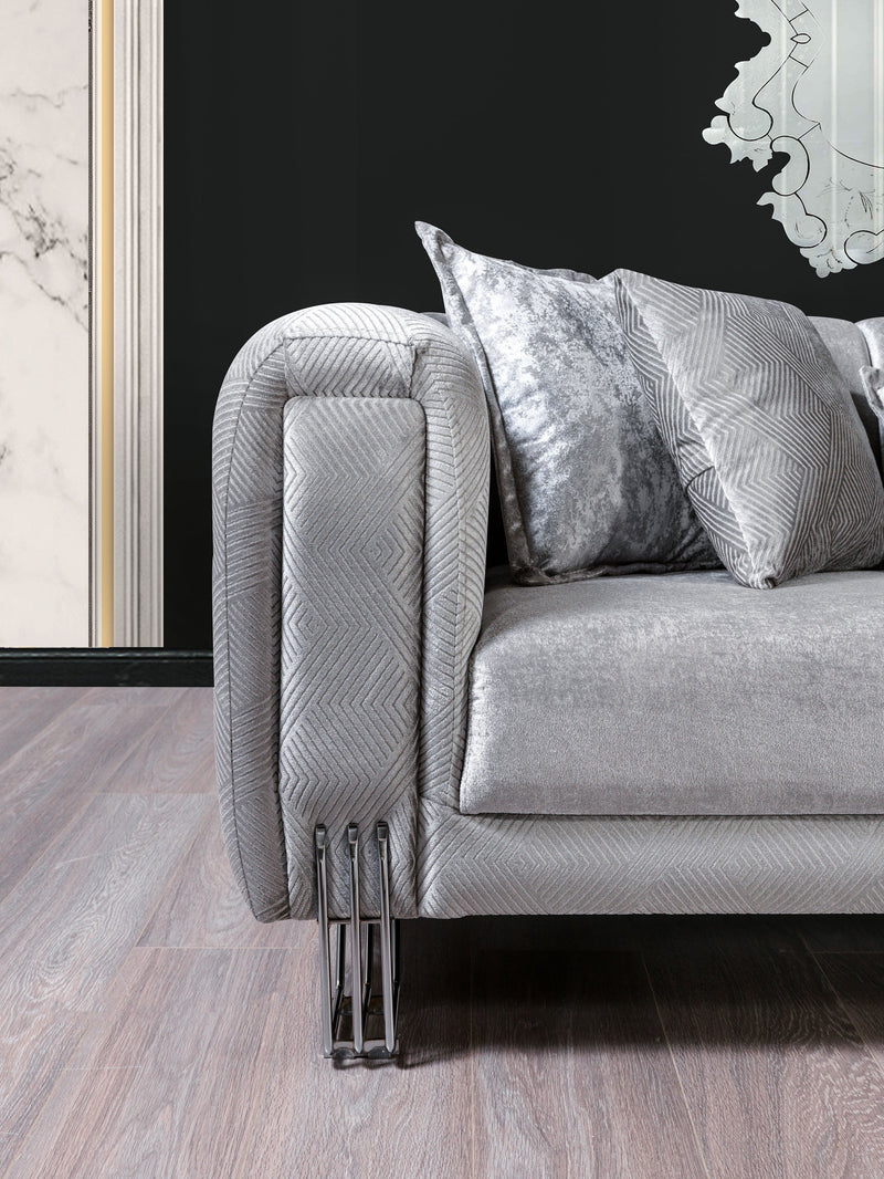 Santana Silver Velvet Sofa & Loveseat - SANTANASILVER-SL
