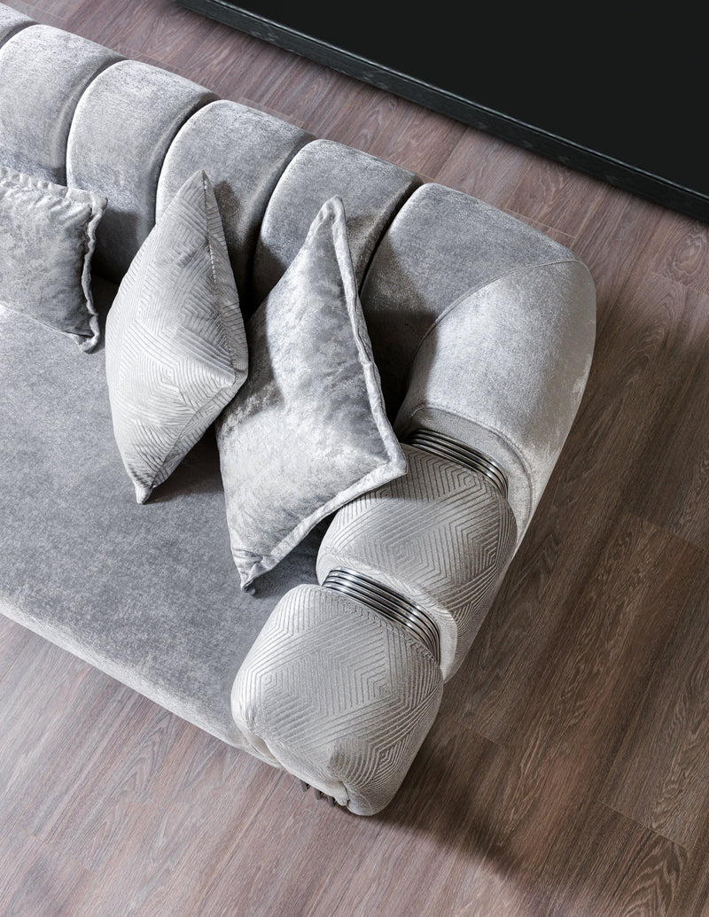 Santana Silver Velvet Sofa & Loveseat - SANTANASILVER-SL