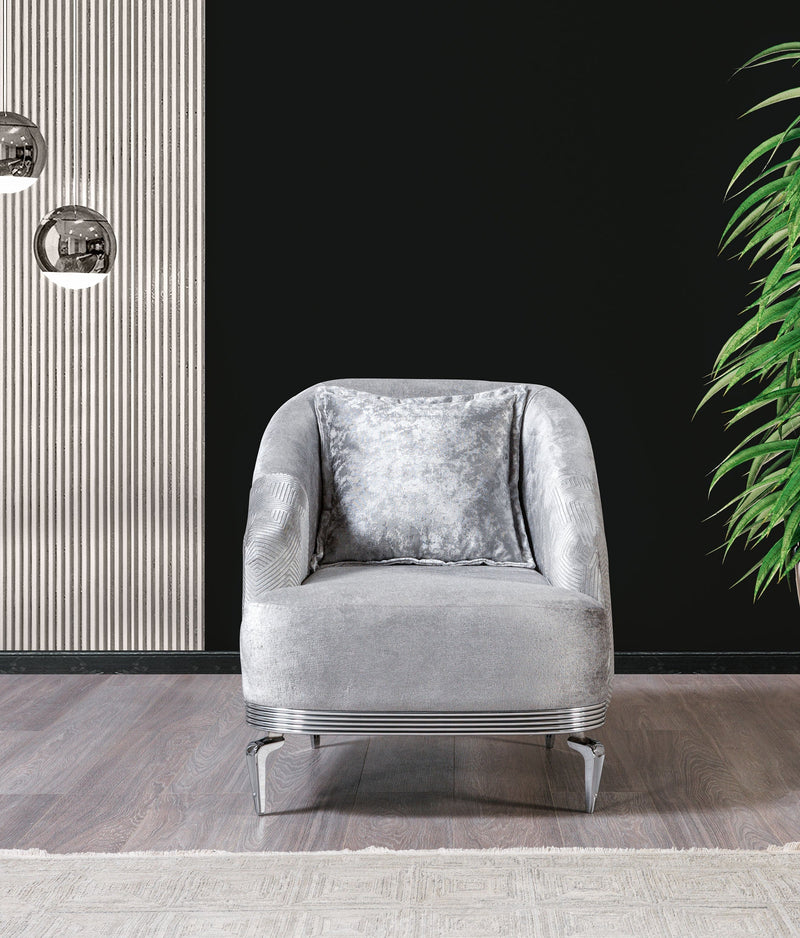 Santana Silver Velvet Sofa & Loveseat - SANTANASILVER-SL