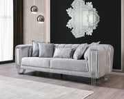 Santana Silver Velvet Sofa & Loveseat - SANTANASILVER-SL