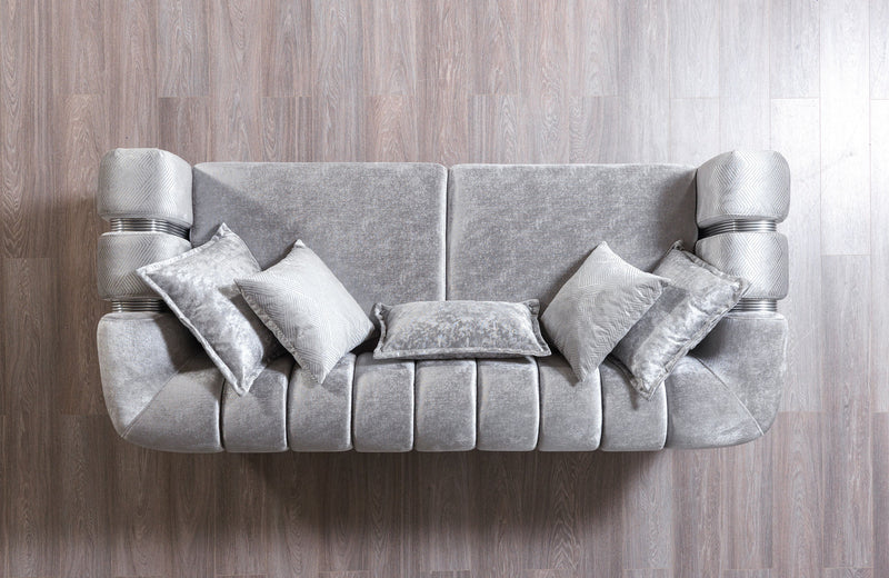 Santana Silver Velvet Sofa & Loveseat - SANTANASILVER-SL