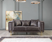 Santana Smoke Velvet Sofa & Loveseat - Lara FurnitureLiving Room Set