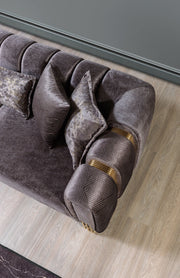 Santana Smoke Velvet Sofa & Loveseat - Lara FurnitureLiving Room Set