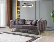 Santana Smoke Velvet Sofa & Loveseat - Lara FurnitureLiving Room Set