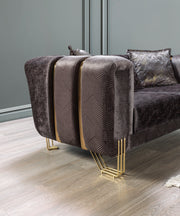 Santana Smoke Velvet Sofa & Loveseat - Lara FurnitureLiving Room Set