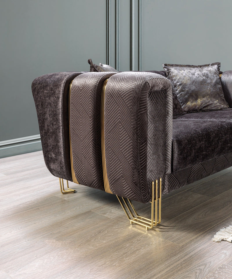 Santana Smoke Velvet Sofa & Loveseat - Lara FurnitureLiving Room Set
