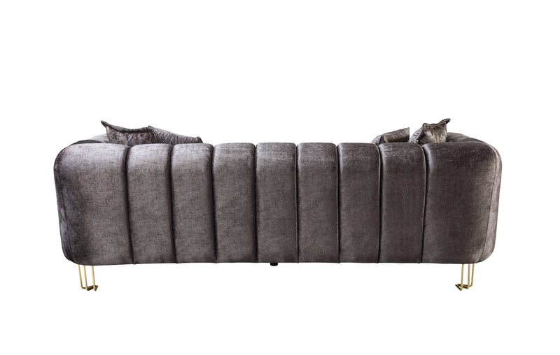 Santana Smoke Velvet Sofa & Loveseat - Lara FurnitureLiving Room Set