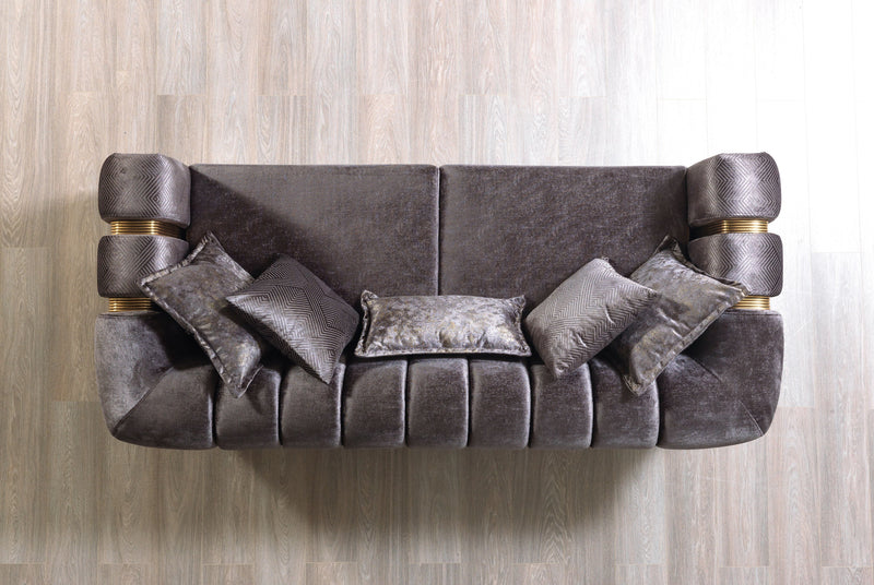 Santana Smoke Velvet Sofa & Loveseat - Lara FurnitureLiving Room Set