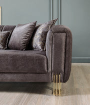 Santana Smoke Velvet Sofa & Loveseat - Lara FurnitureLiving Room Set
