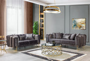 Santana Smoke Velvet Sofa & Loveseat - Lara FurnitureLiving Room Set