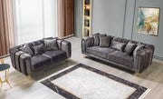 Santana Smoke Velvet Sofa & Loveseat - Lara FurnitureLiving Room Set