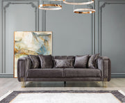 Santana Smoke Velvet Sofa & Loveseat - Lara FurnitureLiving Room Set