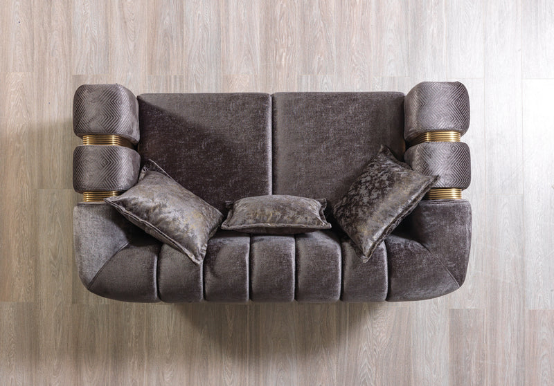 Santana Smoke Velvet Sofa & Loveseat - Lara FurnitureLiving Room Set