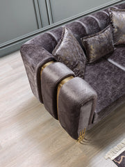 Santana Smoke Velvet Sofa & Loveseat - Lara FurnitureLiving Room Set