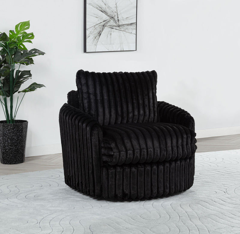Sarco Corduroy Upholstered Swivel Accent Arm Chair Black - 902542