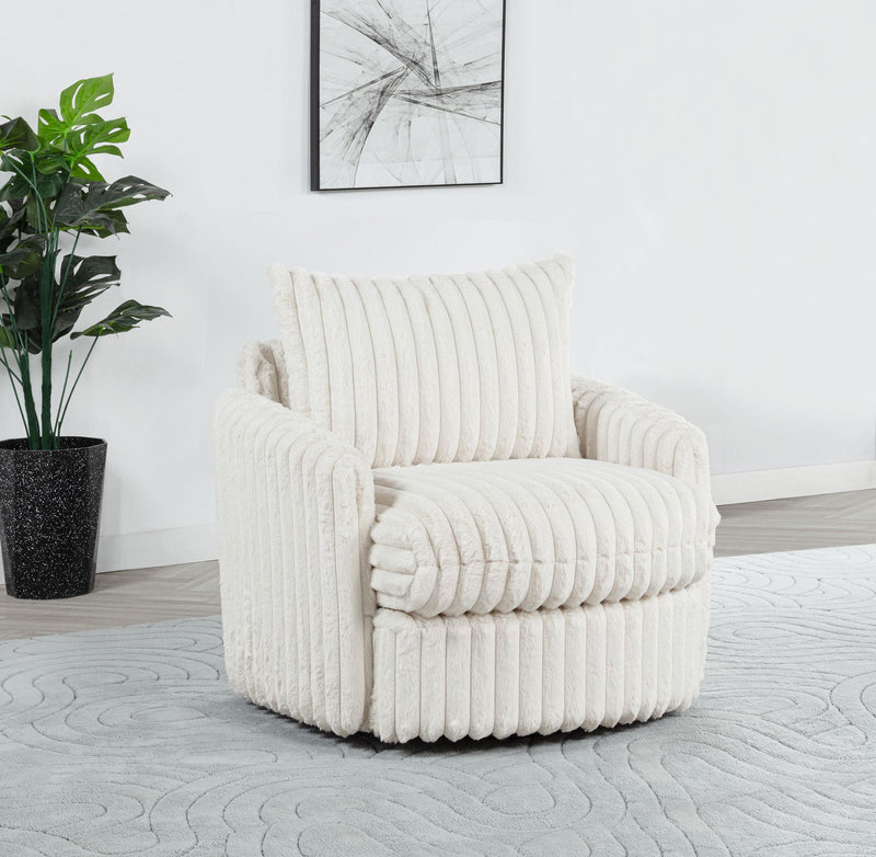 Sarco Corduroy Upholstered Swivel Accent Arm Chair Ivory - 902541
