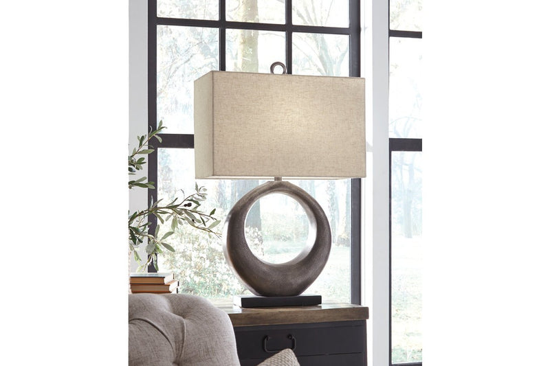 Saria Antique Silver Finish Table Lamp - Lara FurnitureTable Lamp