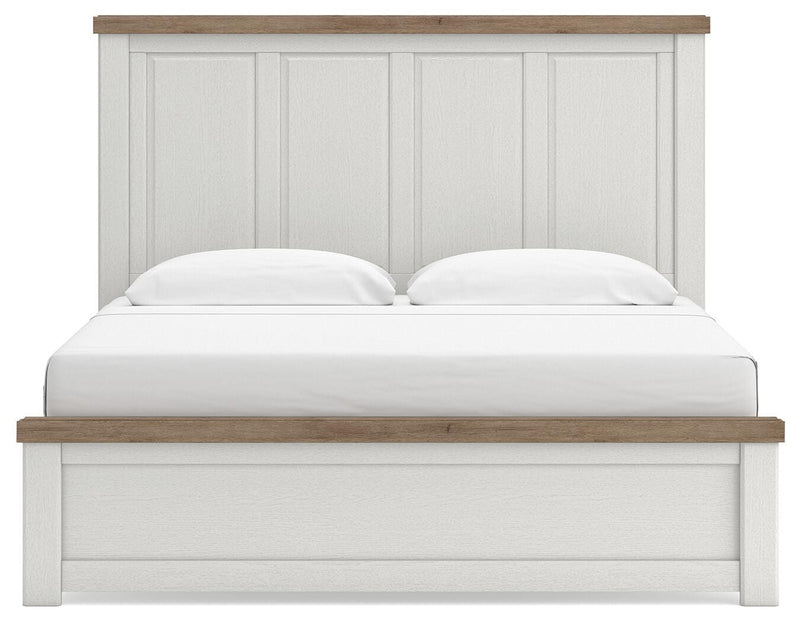 Savonport King Panel Bed, Chest and Nightstand in White/Brown - PKG025303