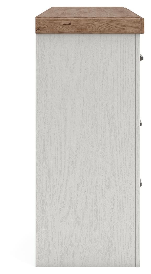 Savonport King Panel Bed, Dresser and Chest in White/Brown - PKG025302
