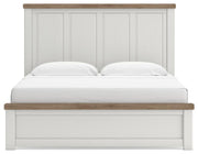 Savonport King Panel Bed, Dresser and Mirror in White/Brown - PKG025301