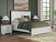 Savonport King Panel Bed, Dresser, Mirror and Chest in White/Brown - PKG025305