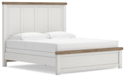 Savonport King Panel Bed. Dresser, Mirror and Nightstand in White/Brown - PKG025304
