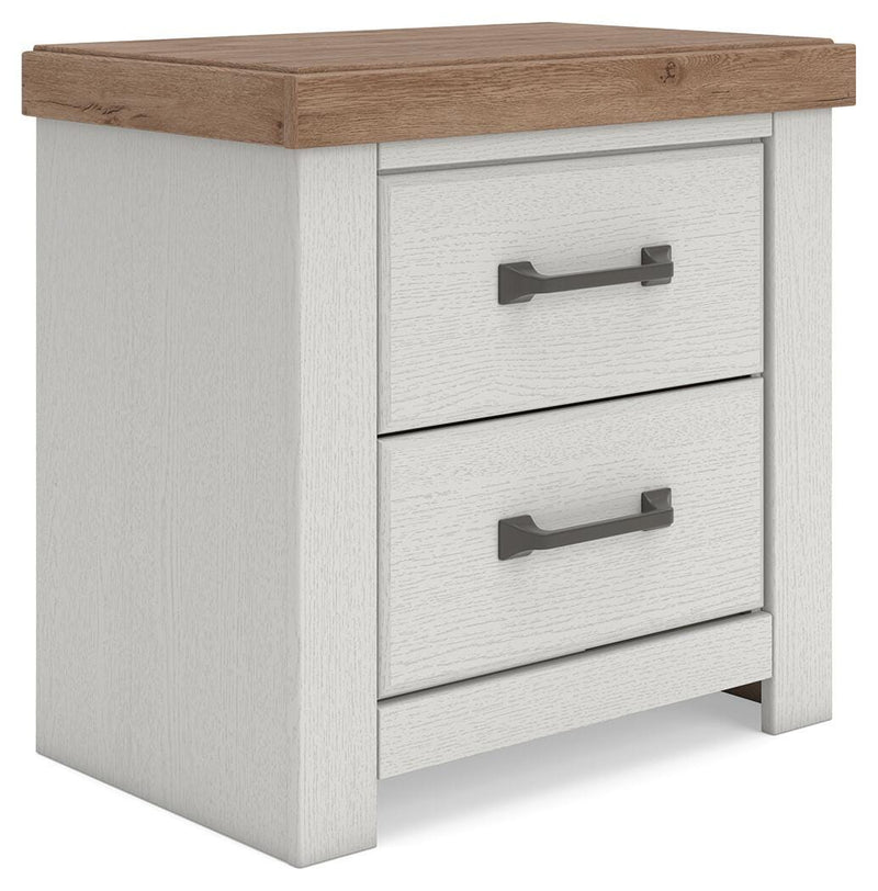 Savonport King Panel Bed with Storage, Chest and Nightstand in White/Brown - PKG025404