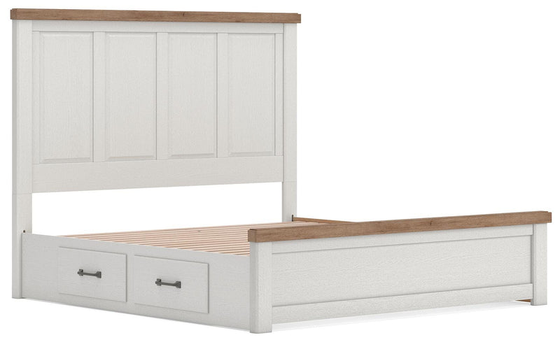 Savonport King Panel Bed with Storage, Chest and Nightstand in White/Brown - PKG025518