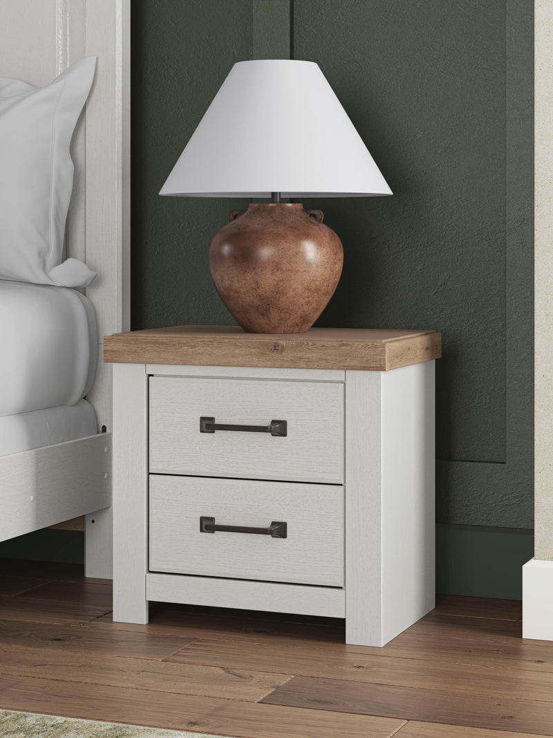 Savonport King Panel Bed with Storage, Dresser and Nightstand in White/Brown - PKG025523