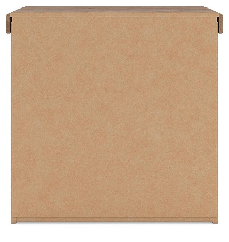 Savonport King Panel Bed with Storage. Dresser, Mirror and Nightstand in White/Brown - PKG025405
