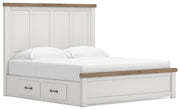 Savonport King Panel Bed with Storage. Dresser, Mirror and Nightstand in White/Brown - PKG025405