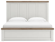 Savonport King Panel Bed with Storage, Dresser, Mirror, Chest and Nightstand in White/Brown - PKG025407