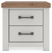 Savonport King Panel Bed with Storage, Dresser, Mirror, Chest and Nightstand in White/Brown - PKG025521