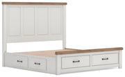 Savonport King Panel Storage Bed and Dresser in White/Brown - PKG025315