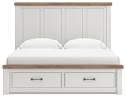 Savonport King Panel Storage Bed and Dresser in White/Brown - PKG025538