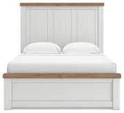 Savonport Queen Panel Bed with Storageand Dresser in White/Brown - PKG025514