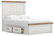 Savonport Queen Panel Bed with Storageand Dresser in White/Brown - PKG025514