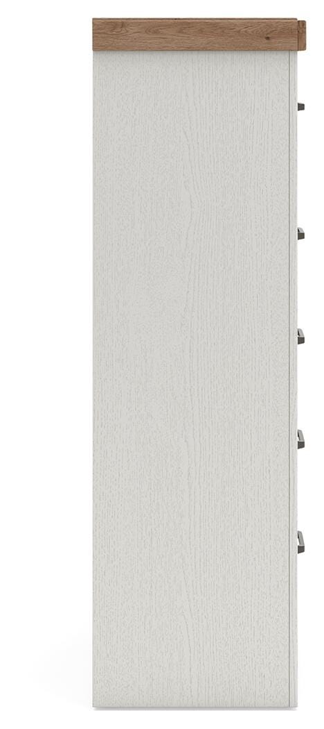 Savonport Queen Panel Storage Bed, Dresser and Chest in White/Brown - PKG025525