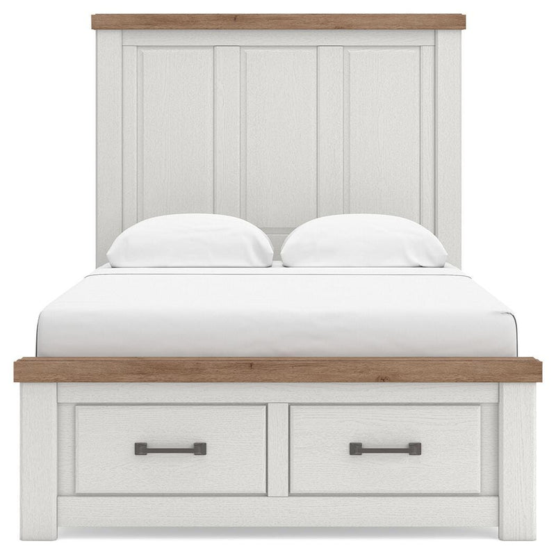 Savonport White/Brown Full Panel Storage Bed - B4615B6