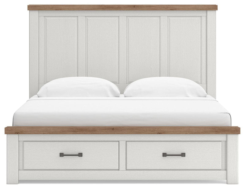 Savonport White/Brown King Panel Storage Bed - B4615B11