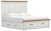 Savonport White/Brown King Panel Storage Bed - B4615B17