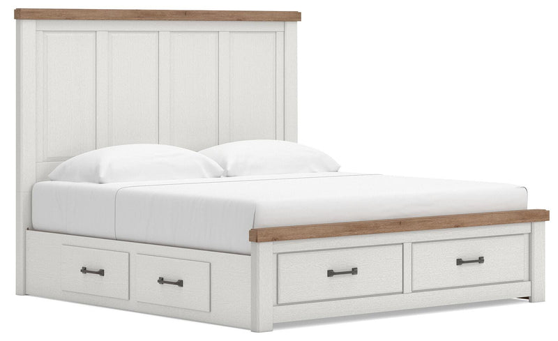 Savonport White/Brown King Panel Storage Bed - B4615B17